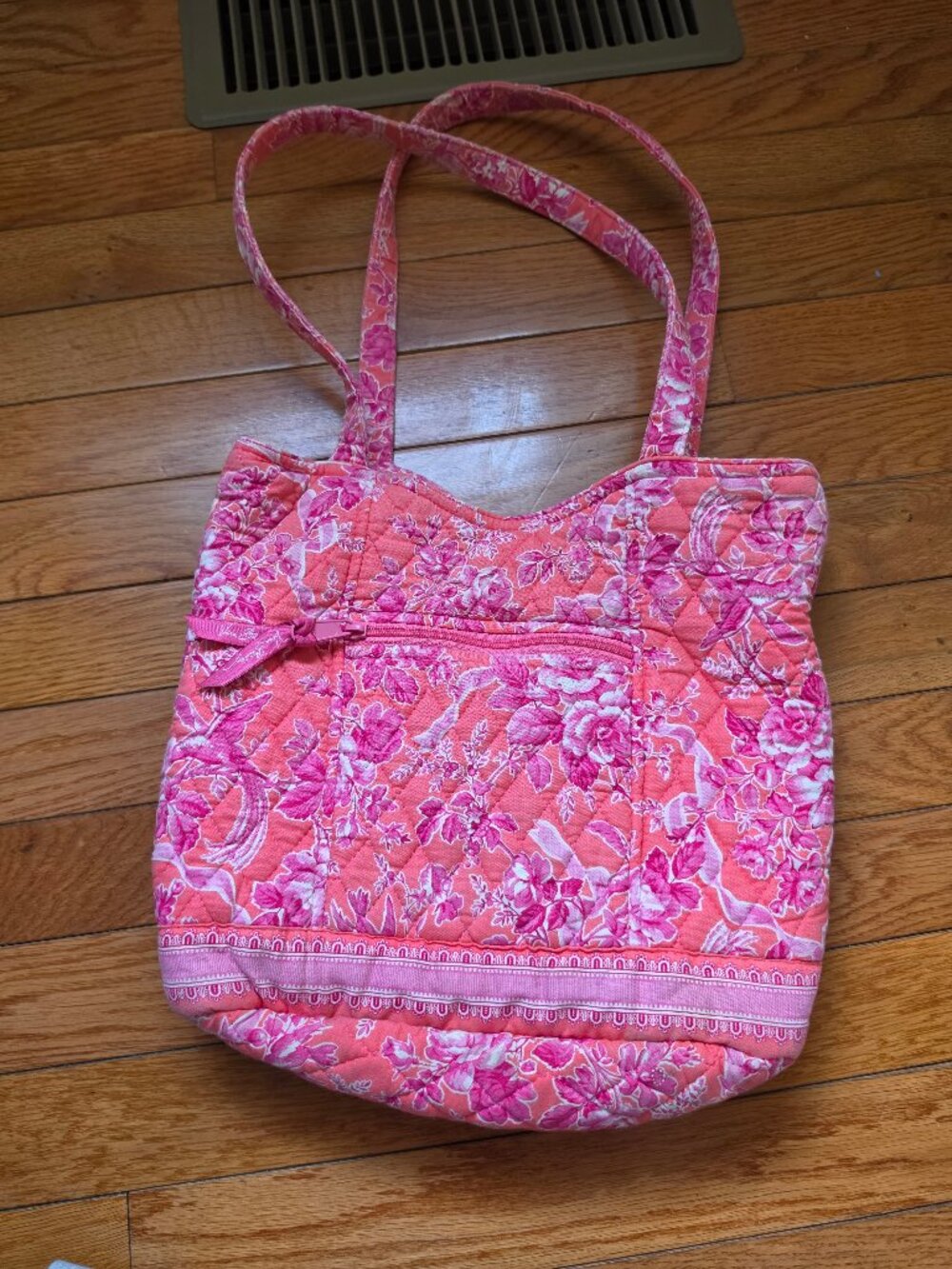 Vera Bradley Hope Toile Print Pink Coral Floral Small/Medium Tote Bag Purse